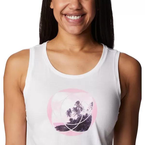 imageColumbia Womens Bluff Mesa Tank Top Lightweight Comfort StretchWhiteMeditation Isle Graphic