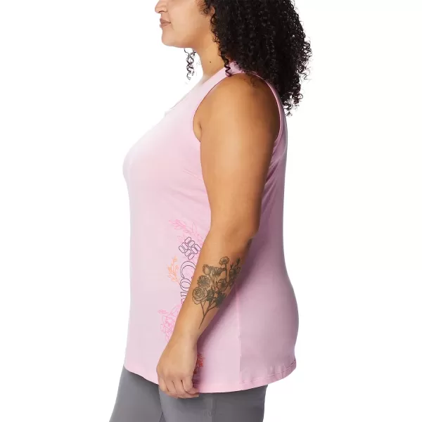 imageColumbia Womens Bluff Mesa Tank Top Lightweight Comfort StretchWild Rose HeatherBlooming Lines Graphic