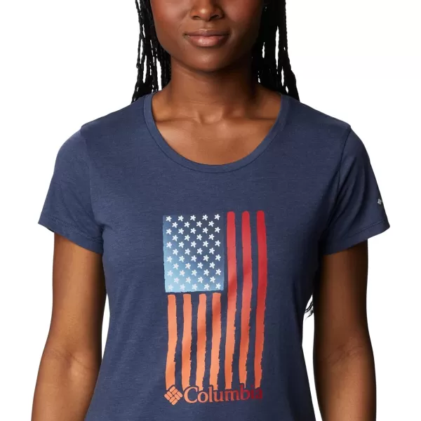 imageColumbia Womens Daisy Days Short Sleeve Graphic TeeNocturnal HeatherWatercolor Flag Graphic