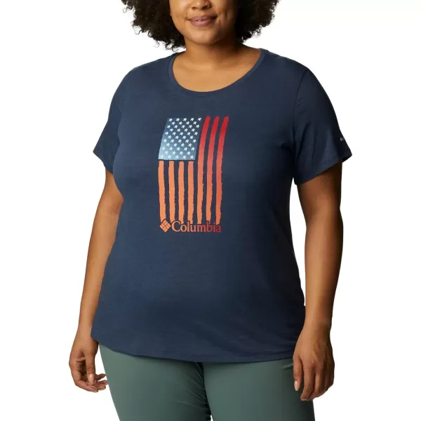 imageColumbia Womens Daisy Days Short Sleeve Graphic TeeNocturnal HeatherWatercolor Flag Graphic