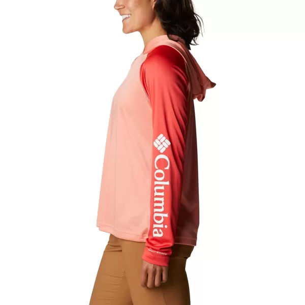 imageColumbia Womens Fork Stream Ls HoodieCoral ReefRed HibiscusWhite Logo