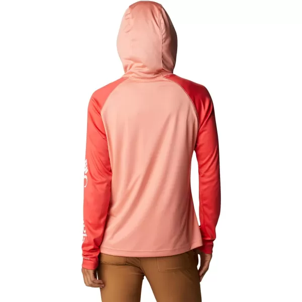 imageColumbia Womens Fork Stream Ls HoodieCoral ReefRed HibiscusWhite Logo