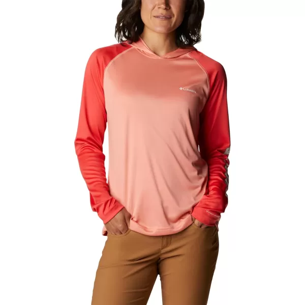 imageColumbia Womens Fork Stream Ls HoodieCoral ReefRed HibiscusWhite Logo
