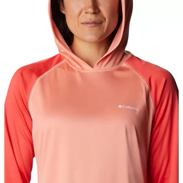 imageColumbia Womens Fork Stream Ls HoodieCoral ReefRed HibiscusWhite Logo