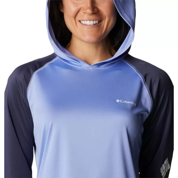 imageColumbia Womens Fork Stream Ls HoodieSerenityNocturnalWhite Logo
