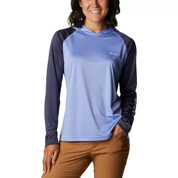 imageColumbia Womens Fork Stream Ls HoodieSerenityNocturnalWhite Logo