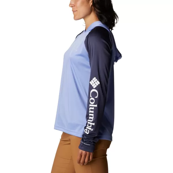 imageColumbia Womens Fork Stream Ls HoodieSerenityNocturnalWhite Logo