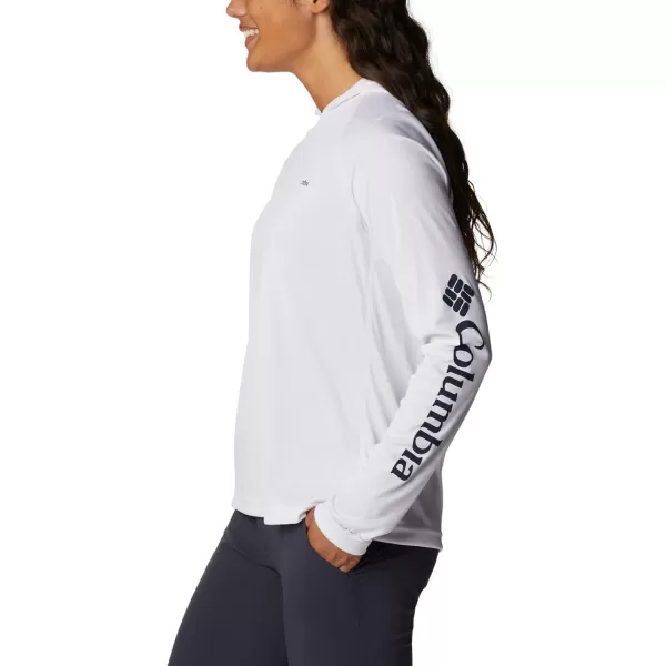 imageColumbia Womens Fork Stream Ls HoodieWhiteDark Nocturnal Logo