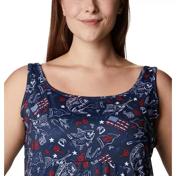 imageColumbia Womens Freezer Iii DressCollegiate Navy Americana Fishing Print