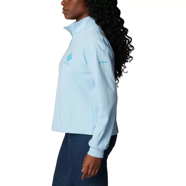 imageColumbia Womens Logo French Terry Half ZipSpring BlueAtoll Logo
