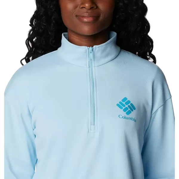 imageColumbia Womens Logo French Terry Half ZipSpring BlueAtoll Logo