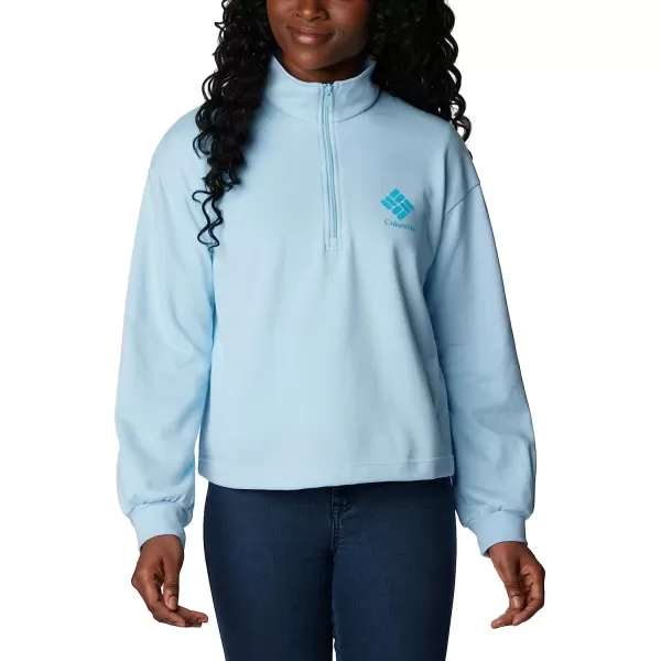 imageColumbia Womens Logo French Terry Half ZipSpring BlueAtoll Logo