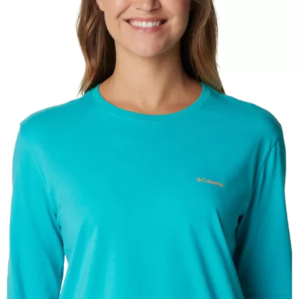 imageColumbia Womens North Cascades Back Graphic Long Sleeve TeeBright Aqua  College Life