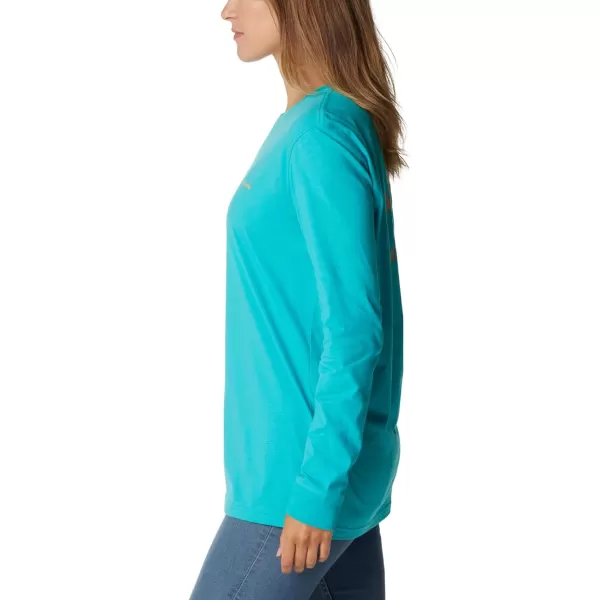 imageColumbia Womens North Cascades Back Graphic Long Sleeve TeeBright Aqua  College Life