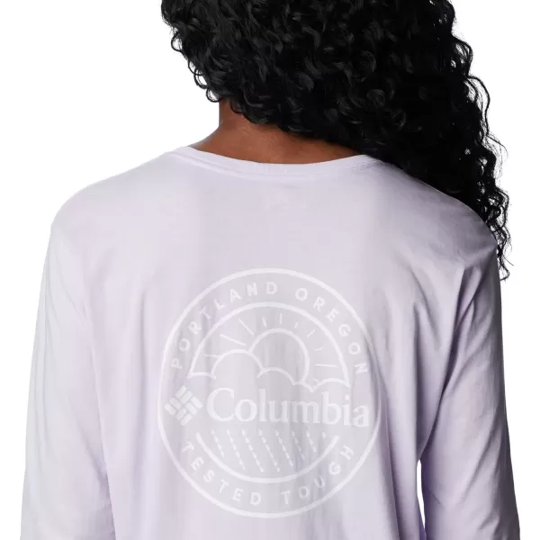 imageColumbia Womens North Cascades Back Graphic Long Sleeve TeePurple TintPdx Tested Tough Graphic