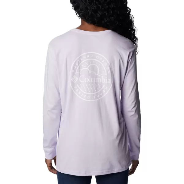 imageColumbia Womens North Cascades Back Graphic Long Sleeve TeePurple TintPdx Tested Tough Graphic