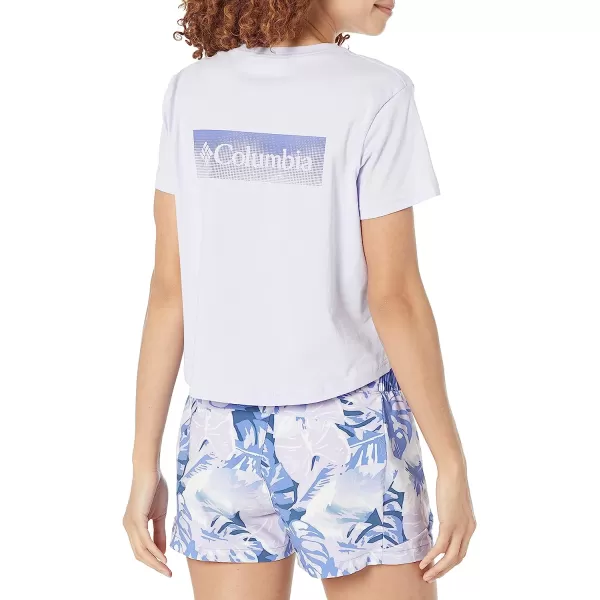 imageColumbia Womens North Cascades Cropped TeePurple TintFramed Halftone Logo Grx