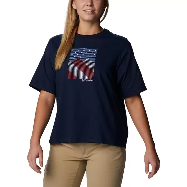 imageColumbia Womens North Cascades Graphic Short Sleeve TeeCollegiate NavyStarry Peaks Graphic