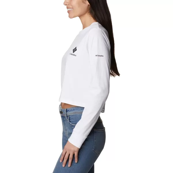 imageColumbia Womens North Cascades Long Sleeve Cropped TeeWhiteCsc Stacked Mini Graphic