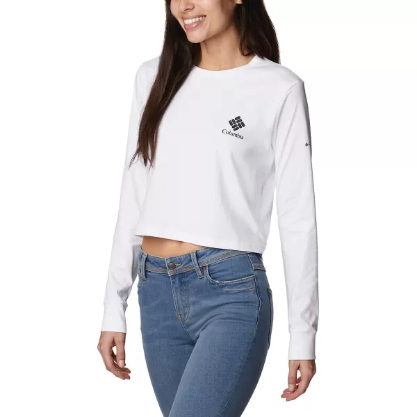 imageColumbia Womens North Cascades Long Sleeve Cropped TeeWhiteCsc Stacked Mini Graphic
