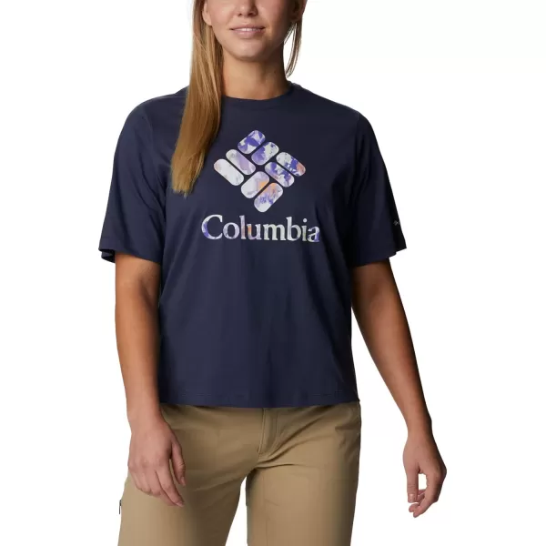 imageColumbia Womens North Cascades Relaxed TeeNocturnalCsc Stacked Impressions Grx
