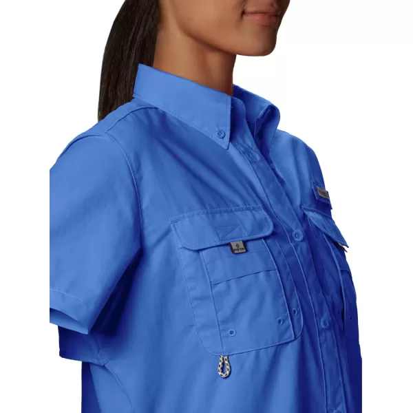 imageColumbia Womens PFG Bahama II UPF 30 Short Sleeve Fishing ShirtBlue Macaw