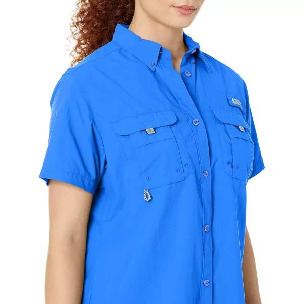imageColumbia Womens PFG Bahama II UPF 30 Short Sleeve Fishing ShirtBlue Macaw