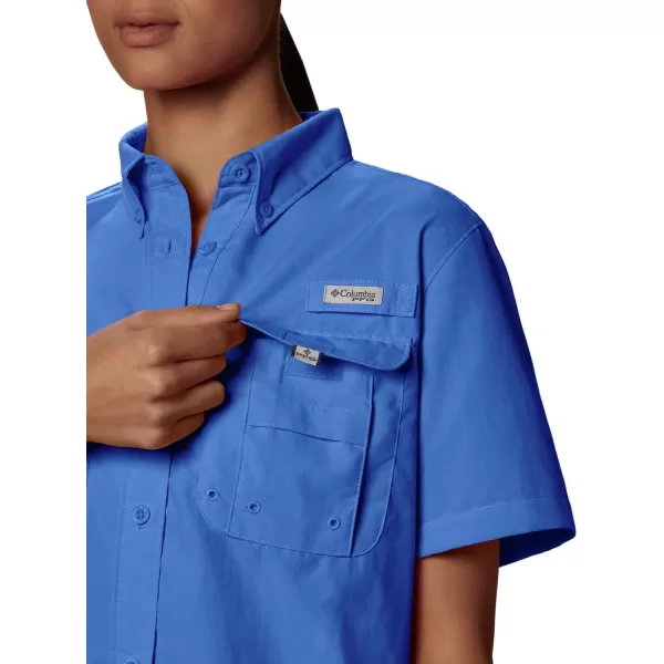 imageColumbia Womens PFG Bahama II UPF 30 Short Sleeve Fishing ShirtBlue Macaw