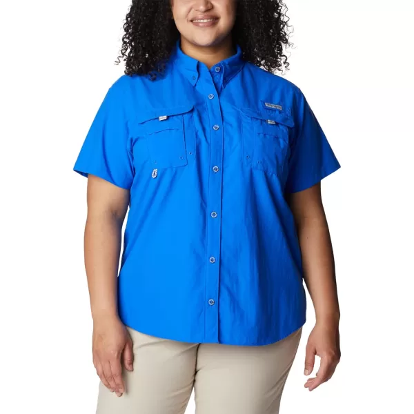 imageColumbia Womens PFG Bahama II UPF 30 Short Sleeve Fishing ShirtBlue Macaw