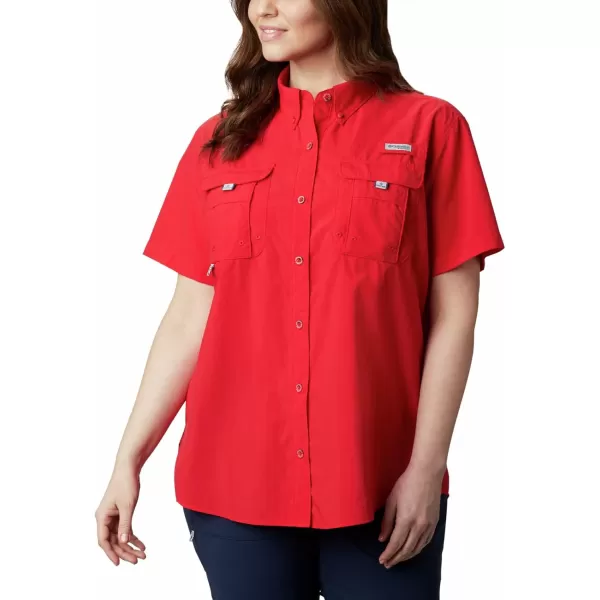 imageColumbia Womens PFG Bahama II UPF 30 Short Sleeve Fishing ShirtRed Lily
