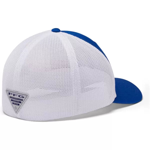 imageColumbia Womens PFG Logo Mesh Ball CapHigh CrownBlue Macaw White Marlin