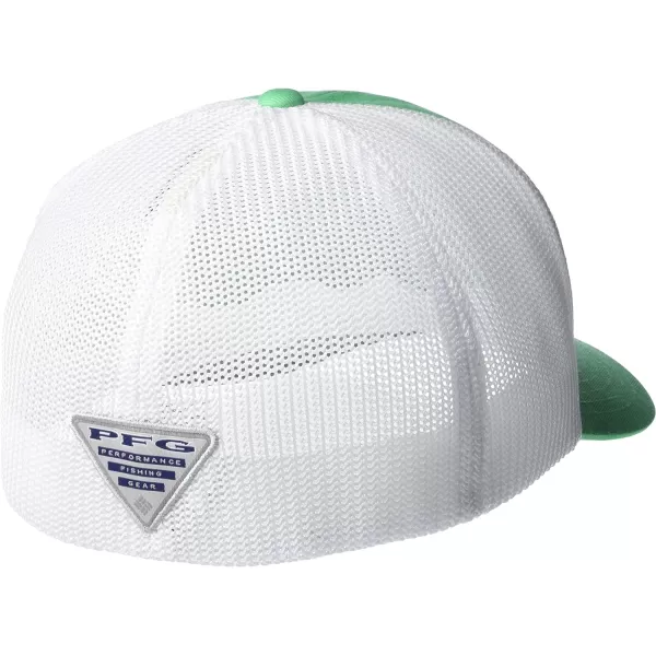 imageColumbia Womens PFG Logo Mesh Ball CapHigh CrownDark LimeTitaniumTuna
