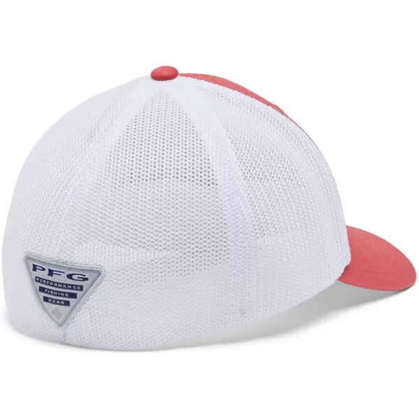 imageColumbia Womens PFG Logo Mesh Ball CapHigh CrownRed Hibiscus White Hook