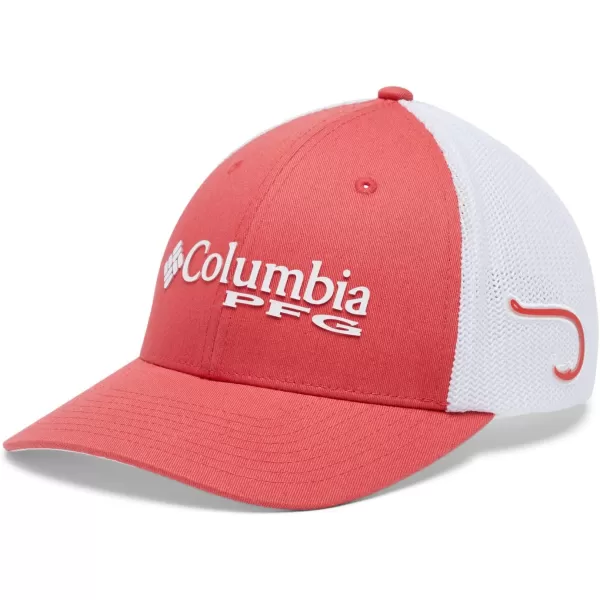 imageColumbia Womens PFG Logo Mesh Ball CapHigh CrownRed Hibiscus White Hook