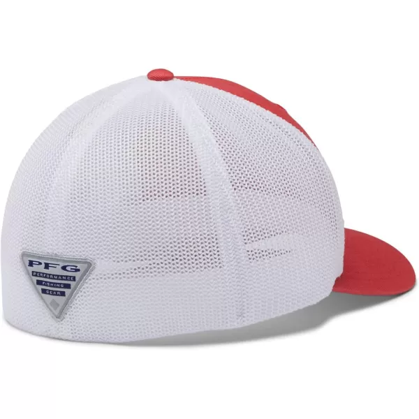 imageColumbia Womens PFG Logo Mesh Ball CapHigh CrownRed Hibiscus White Hook