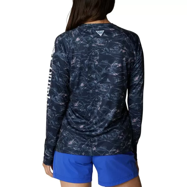 imageColumbia Womens PFG Super Tidal Tee Long Sleeve ShirtCollegiate Navy Contour Fish