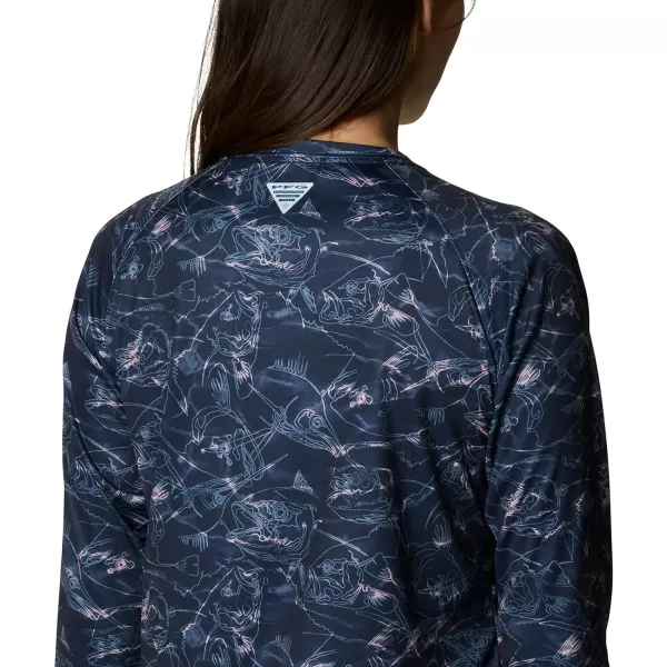 imageColumbia Womens PFG Super Tidal Tee Long Sleeve ShirtCollegiate Navy Contour Fish