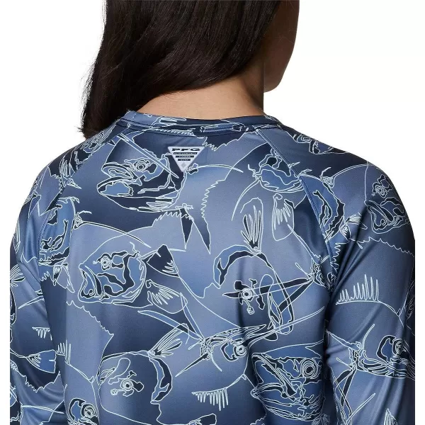imageColumbia Womens PFG Super Tidal Tee Long Sleeve ShirtCollegiate Navy Fish Frenzy Print