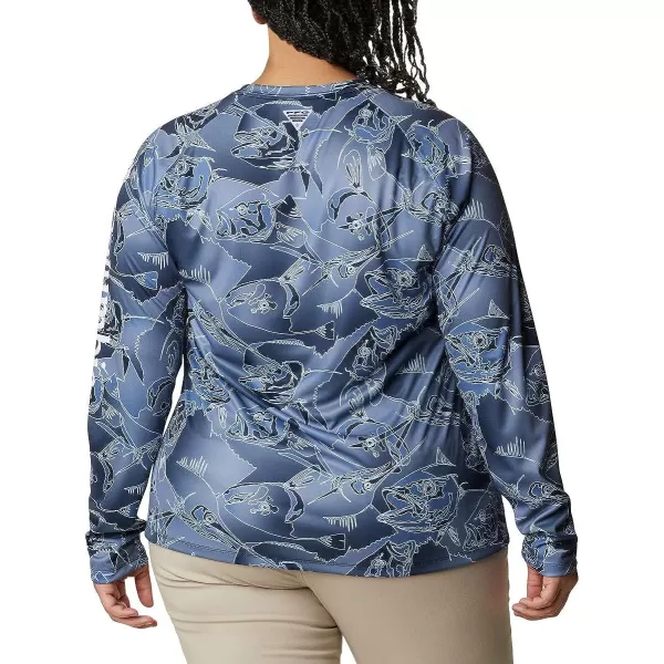 imageColumbia Womens PFG Super Tidal Tee Long Sleeve ShirtCollegiate Navy Fish Frenzy Print