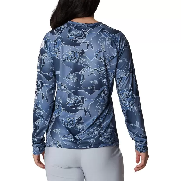 imageColumbia Womens PFG Super Tidal Tee Long Sleeve ShirtCollegiate Navy Fish Frenzy Print