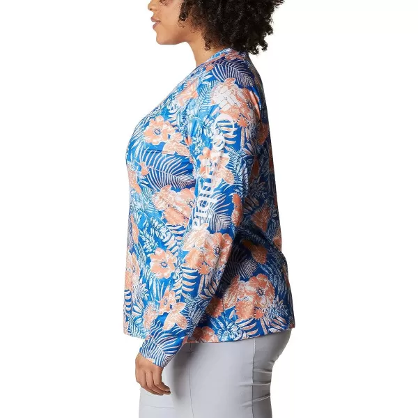 imageColumbia Womens PFG Super Tidal Tee Long Sleeve ShirtHarbor Blue Batik Floral Print