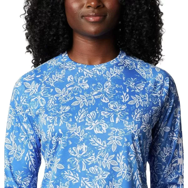 imageColumbia Womens PFG Super Tidal Tee Long Sleeve ShirtStormy Blue Archive Palms Print