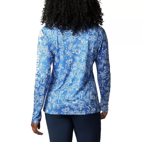 imageColumbia Womens PFG Super Tidal Tee Long Sleeve ShirtStormy Blue Archive Palms Print
