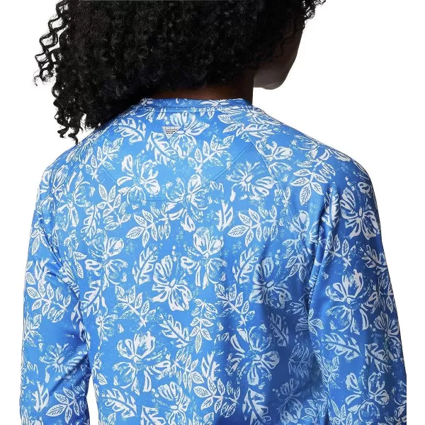 imageColumbia Womens PFG Super Tidal Tee Long Sleeve ShirtStormy Blue Archive Palms Print