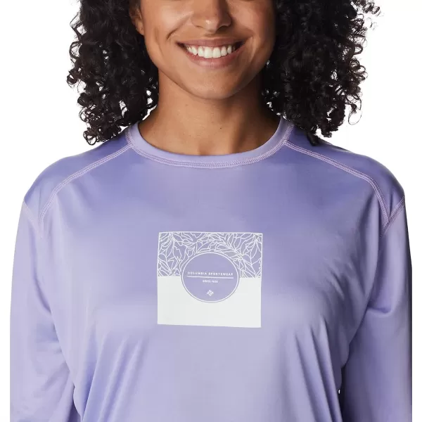 imageColumbia Womens Summerdry Graphic Long Sleeve TeeFrosted PurpleCsc Split Leaves Graphic