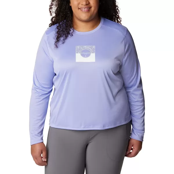 imageColumbia Womens Summerdry Graphic Long Sleeve TeeFrosted PurpleCsc Split Leaves Graphic