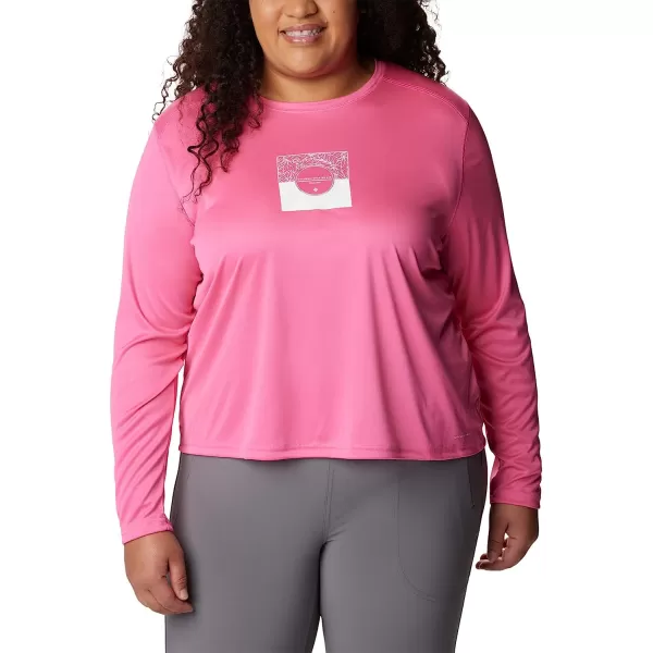imageColumbia Womens Summerdry Graphic Long Sleeve TeeWild GeraniumCsc Split Leaves Graphic