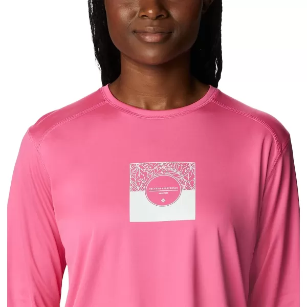 imageColumbia Womens Summerdry Graphic Long Sleeve TeeWild GeraniumCsc Split Leaves Graphic