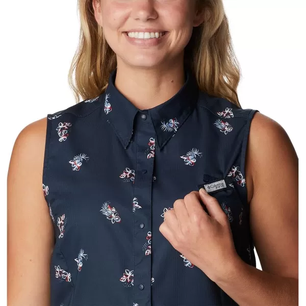 imageColumbia Womens Super Tamiami Sleeveless ShirtCollegiate Navy Bouquet Foray