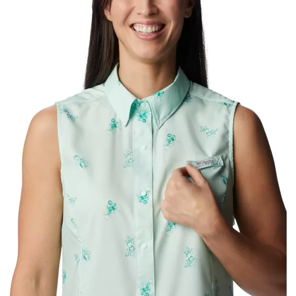 imageColumbia Womens Super Tamiami Sleeveless ShirtGullfoss Green Bouquet Foray